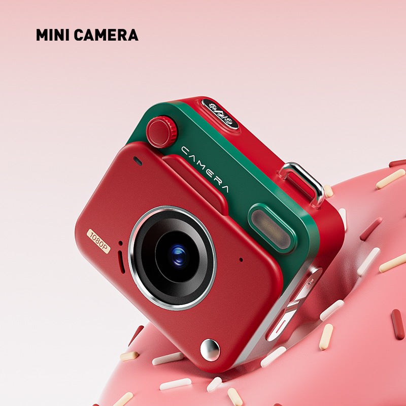 Red Retro Mini Digital Camera Keychain - 48MP Portable Pocket Camcorder with 1080p HD Video