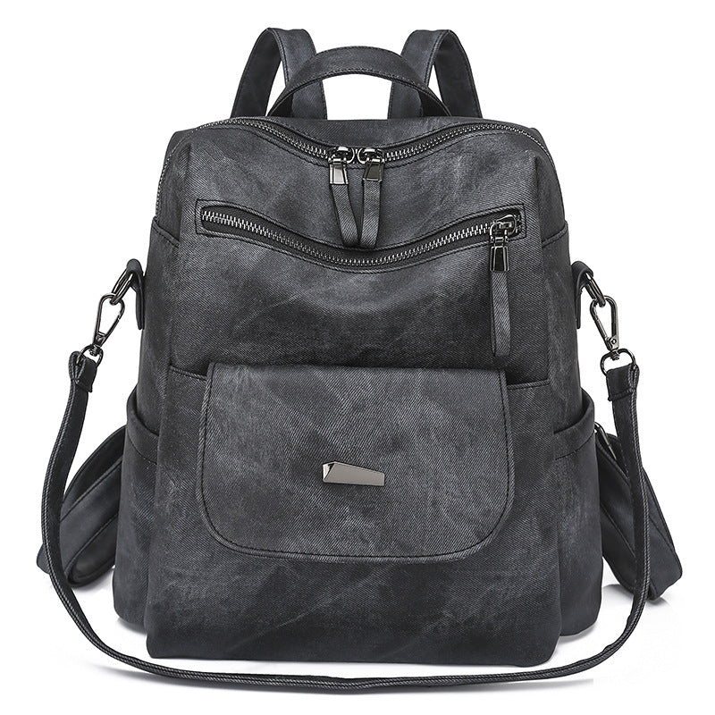 Stylish Women's PU Leather Backpack - Versatile Shoulder Bag with Multiple Pockets(black)