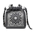 Chic Drawstring Bucket Bag with Intricate Print - Adjustable Rope Strap, Lightweight Fabric(Gray)