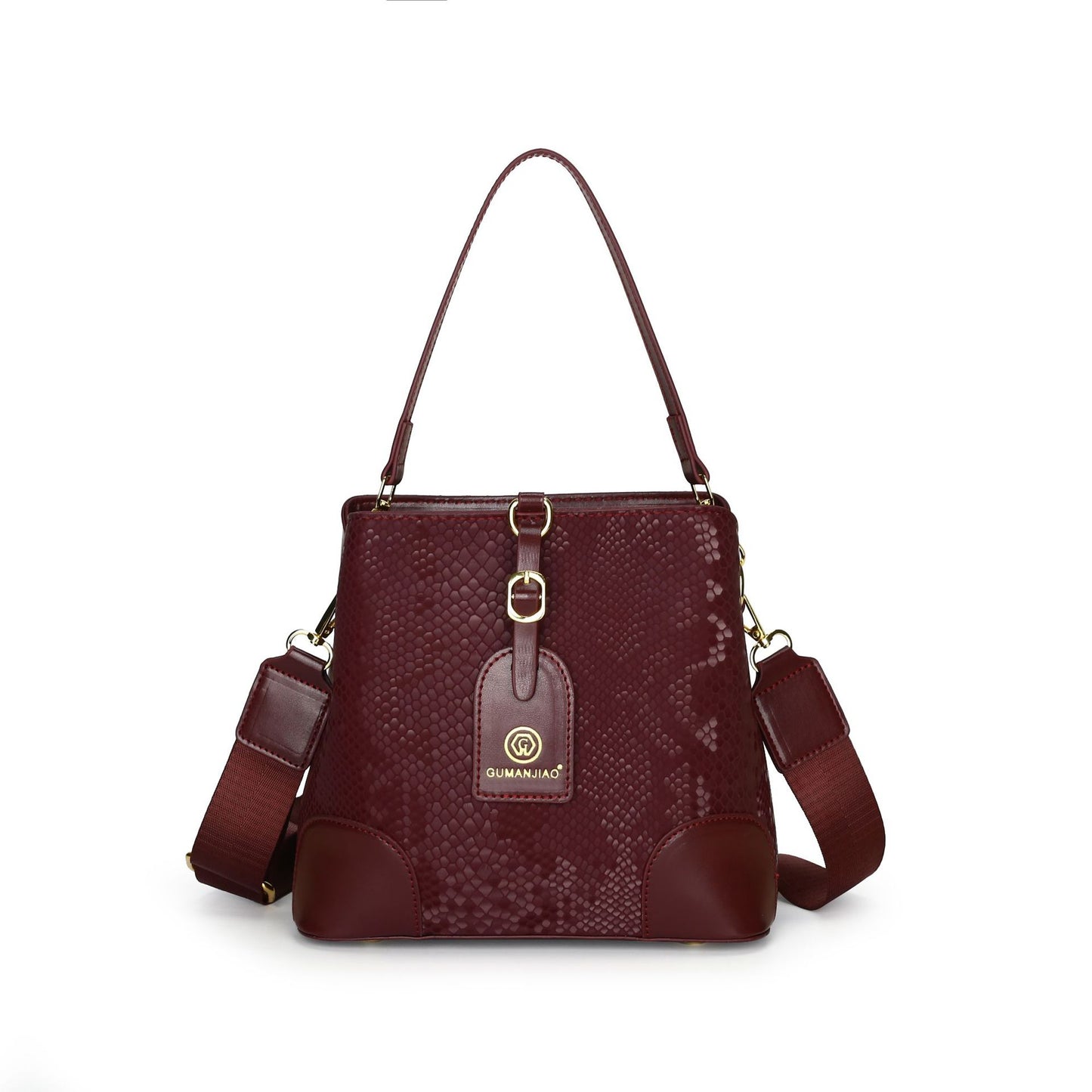Elegant Textured Bucket Bag - Versatile Shoulder, Handheld & Crossbody Design(red)