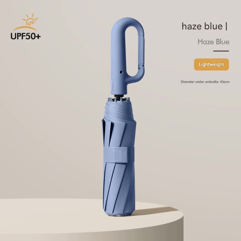 Automatic Open/Close Umbrella with UPF50+ Sun Protection - 10-Rib Windproof Design, Carabiner Handle(Blue)
