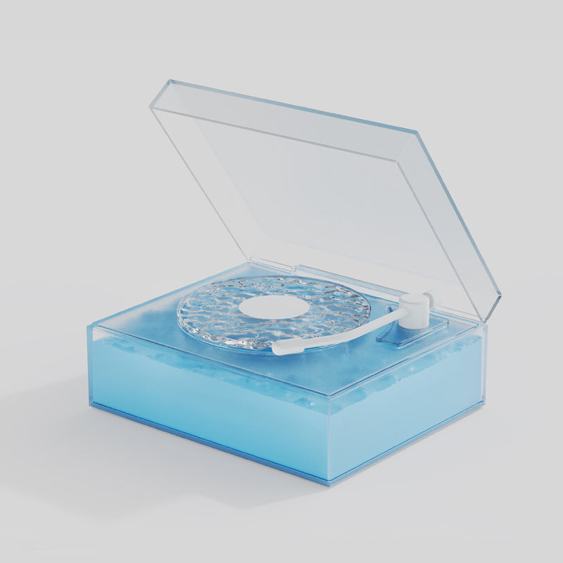 Retro Vinyl Bluetooth Speaker with Water Ripple Light Projection & 360 Surround Sound(blue)