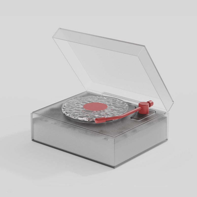 Retro Vinyl Bluetooth Speaker with Water Ripple Light Projection & 360 Surround Sound(grey)