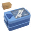 2L Double-Layer Bento Lunch Box - Leak-Proof with Utensil & Sauce Container(blue)