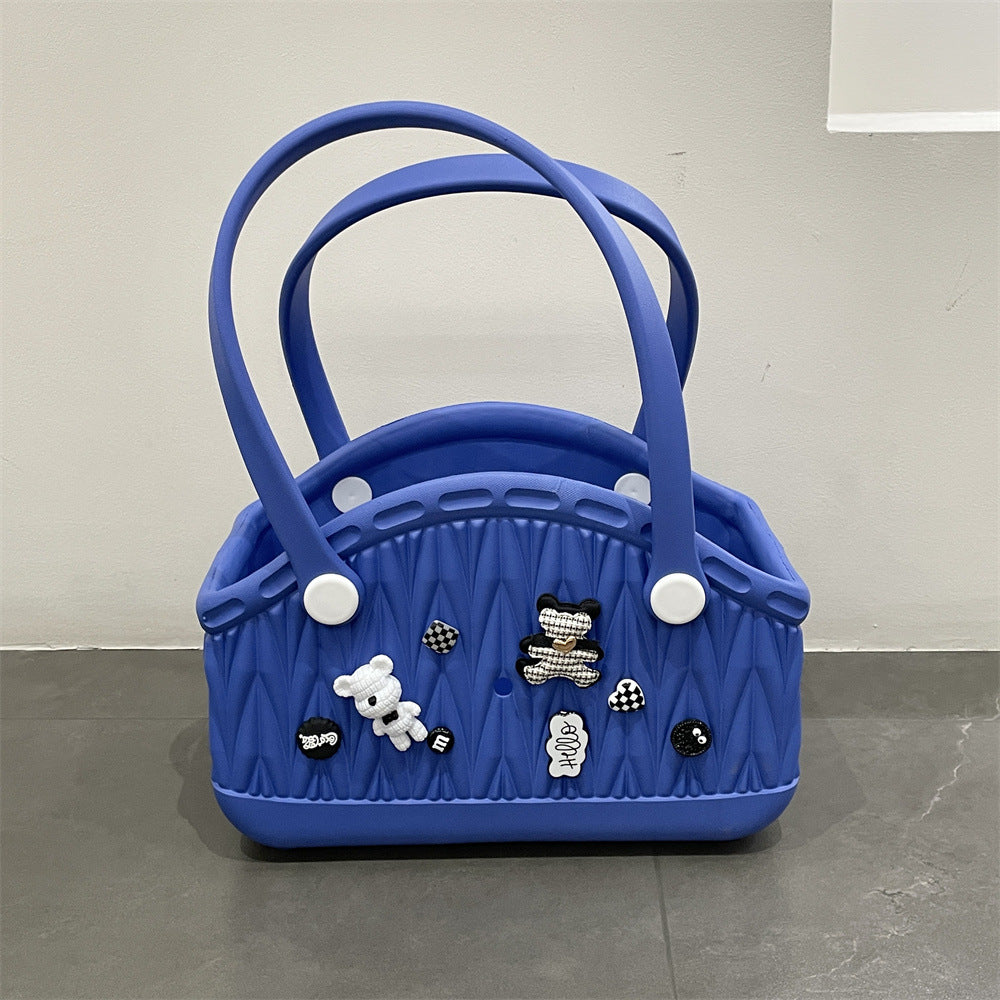 Stylish Handbag - Spacious with Decorative Elements(Dark Blue)