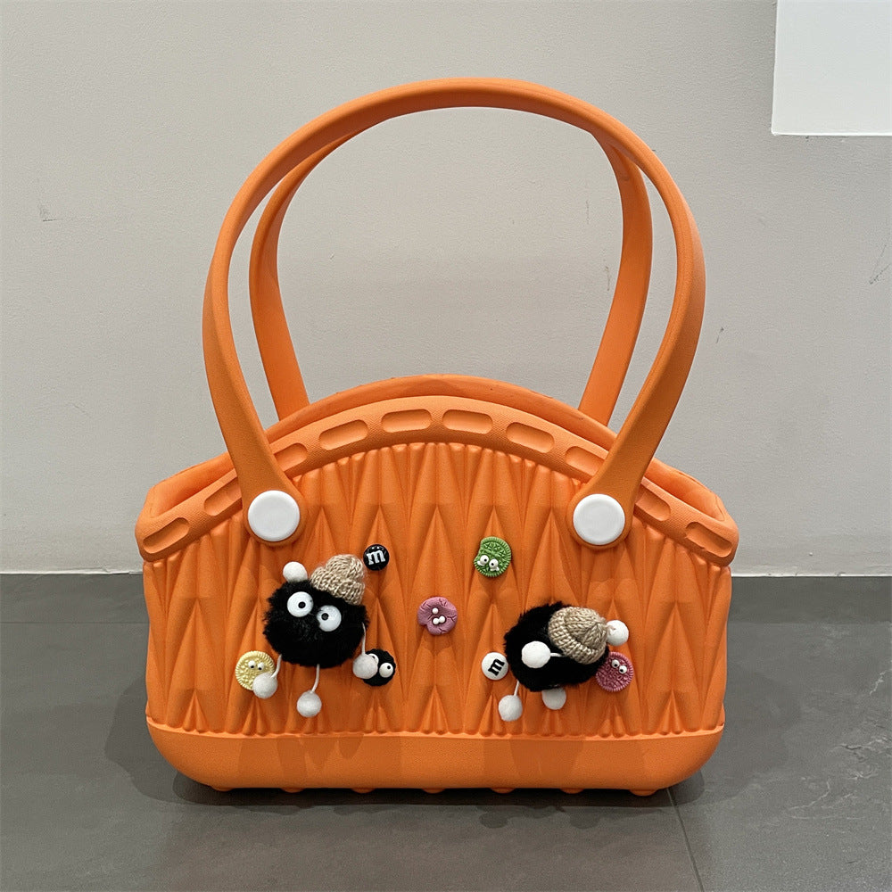 Stylish Handbag - Spacious with Decorative Elements(Orange)