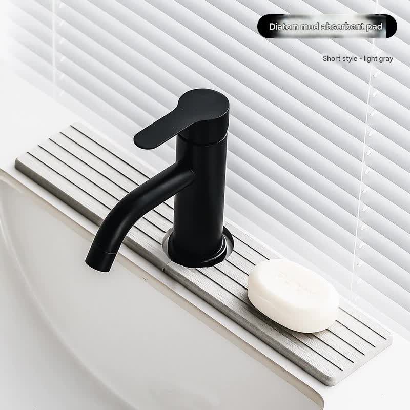 Diatom Mud Faucet Splash Guard & Absorbent Mat - Quick Dry, Non-Slip Sink Organizer(light grey)