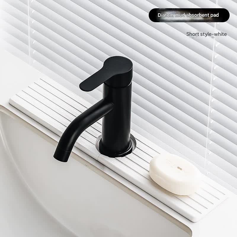 Diatom Mud Faucet Splash Guard & Absorbent Mat - Quick Dry, Non-Slip Sink Organizer(white)