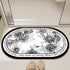 Elegant Floral Print Absorbent Floor Mat - Quick Dry, Non-Slip, Easy Clean Bathroom & Entryway Rug(Black and White)
