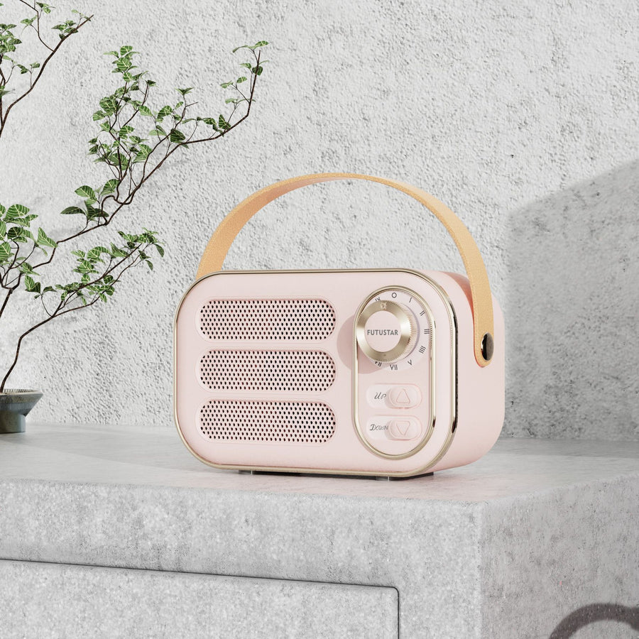 Portable Retro Bluetooth 5.0 Speaker - HIFI Sound, Multi-Function with TF Card, USB & AUX Input(Pink)