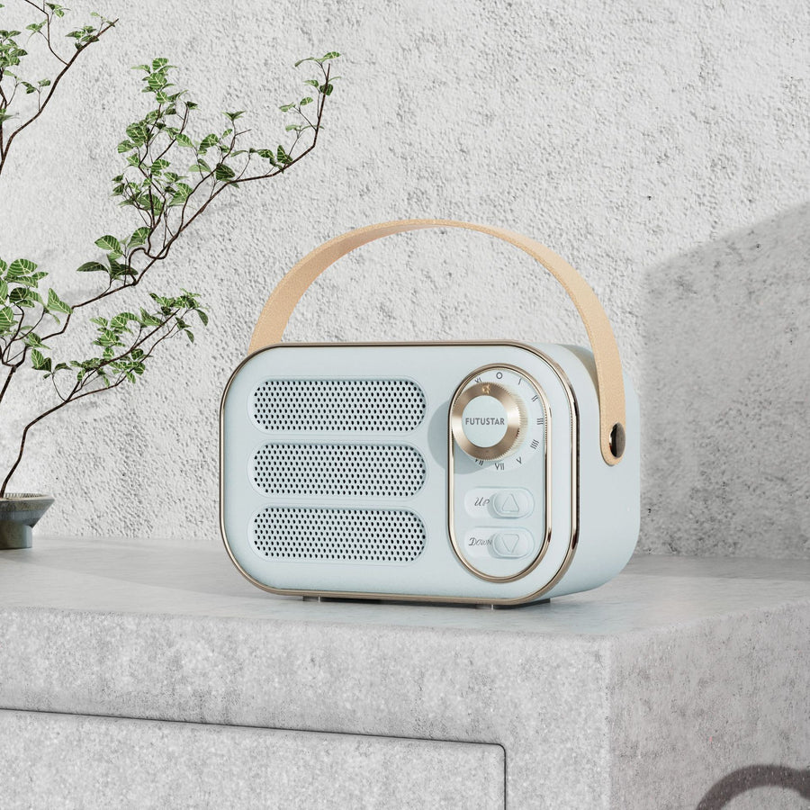 Portable Retro Bluetooth 5.0 Speaker - HIFI Sound, Multi-Function with TF Card, USB & AUX Input(Blue)