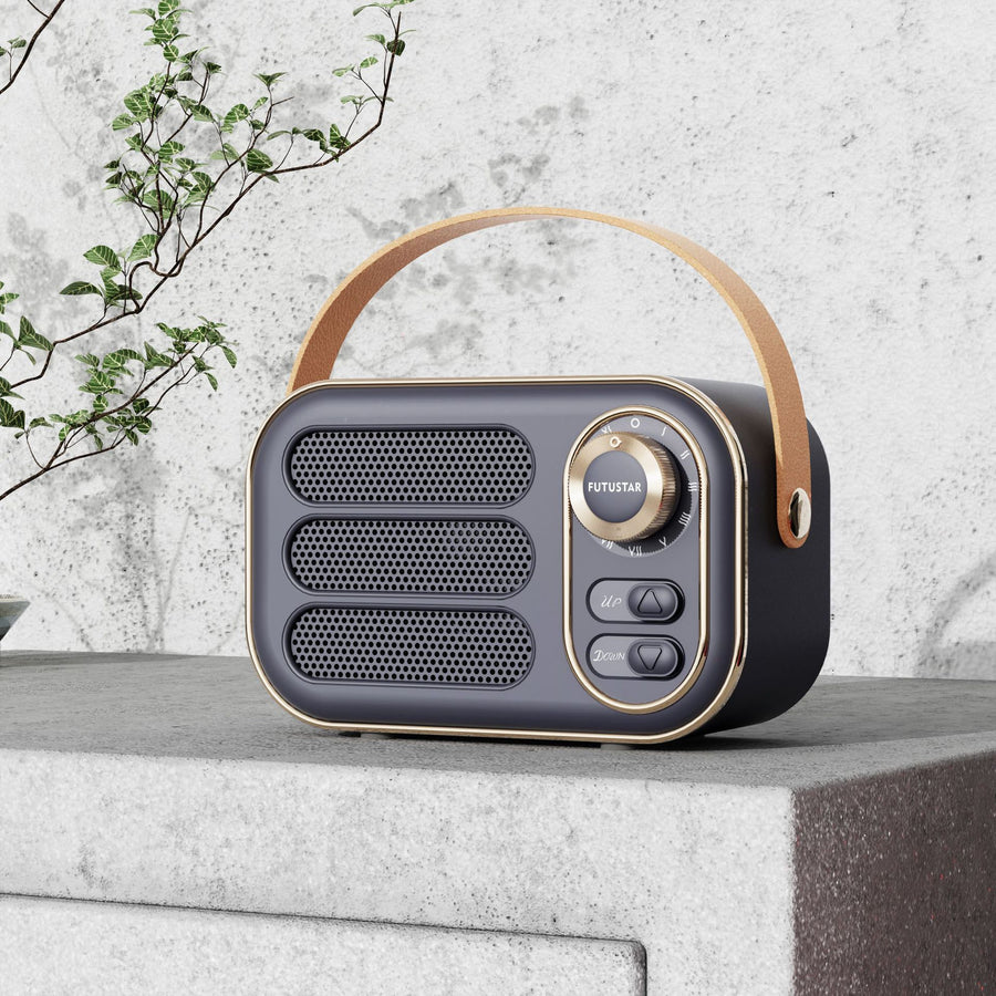 Portable Retro Bluetooth 5.0 Speaker - HIFI Sound, Multi-Function with TF Card, USB & AUX Input(Purple)
