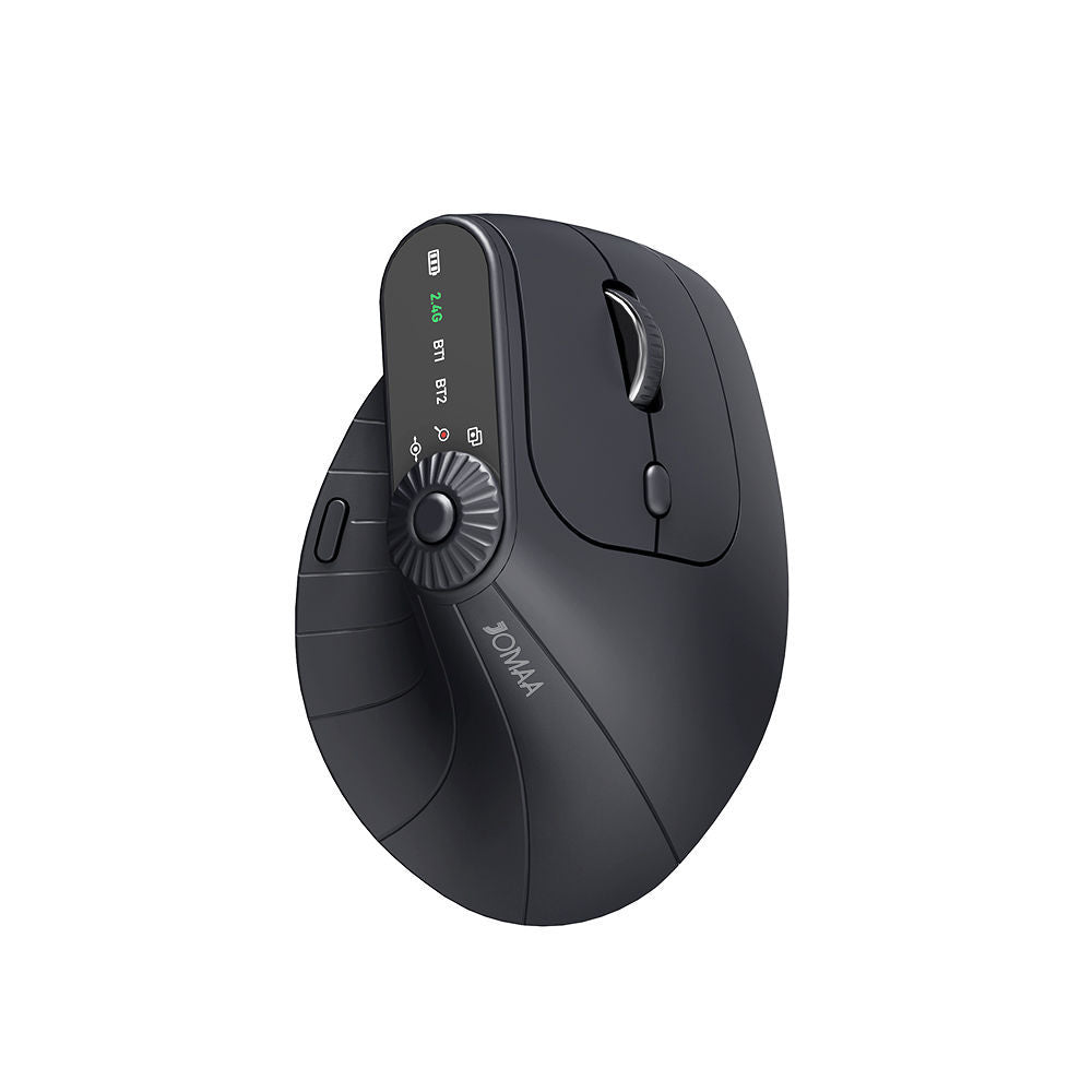 Ergonomic Vertical Mouse - 2.4G/Bluetooth Multi-Mode, LED Display, 57-Degree Angle, & 400mAh Battery(Black)