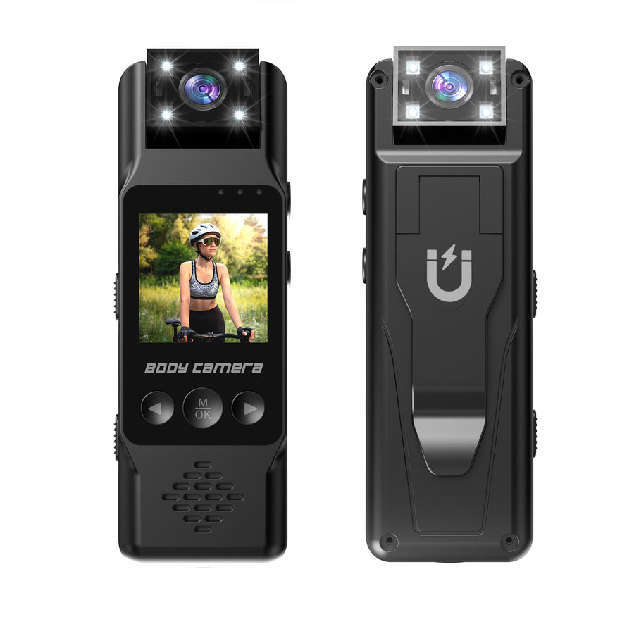 Mini Body Camera with 180 Rotatable Lens, Night Vision & Motion Detection - 1.3 Screen 1200mAh Battery(black+128G)"