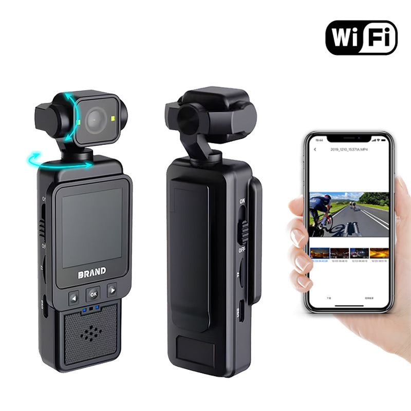 Compact Body Camera with 180° Rotatable Lens, Night Vision, WiFi & Built-in Fill Lights(black+128G)