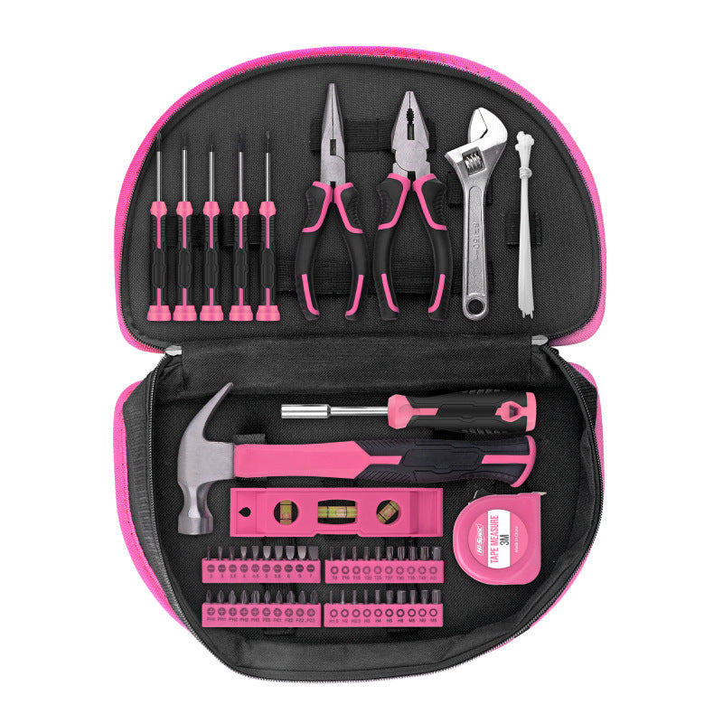 63-Piece Essential Home Repair Tool Kit with Portable Zipper Case(pink)