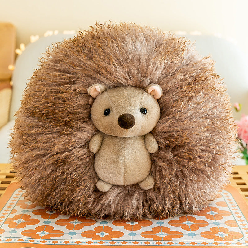 Super Soft Animal Sphere Plush Pillow - 38cm Decorative Throw Cushion for Sofa & Bed(brown)