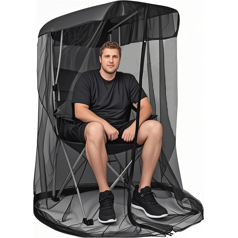 Portable Outdoor Chair Cover with Mosquito Net & Sun Canopy - UV & Water-Resistant Shelter for Camping & Fishing(black 82*89*160CM)