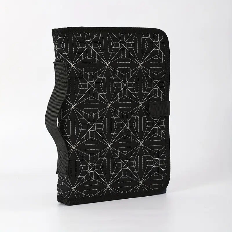 Black Elegant Quilted Bible Cover - Protective Book Case with Carry Handle 