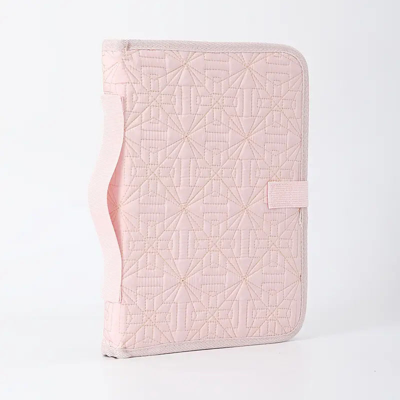 Pink Elegant Quilted Bible Cover - Protective Book Case with Carry Handle 