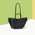 Black Chic Minimalist PU Leather Tote Bag - Women&