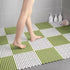 White And Green DIY Interlocking Non-Slip Floor Tiles - 12-Pack PVC Drainage Mat for Shower & Bathroom Safety