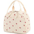 Beige Strawberry Pattern Corduroy Lunch Bag - Insulated Thermal Cooler Tote for School Work and Picnics