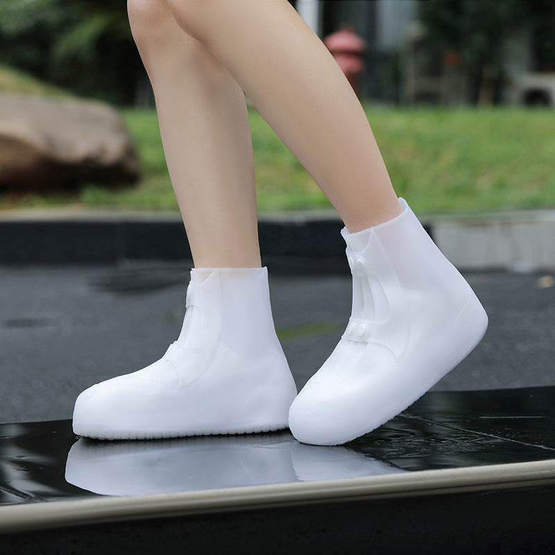 2 Pcs Size 3XL White Reusable Waterproof Shoe Covers - Heavy Duty Non-Slip Rain Boot Protectors