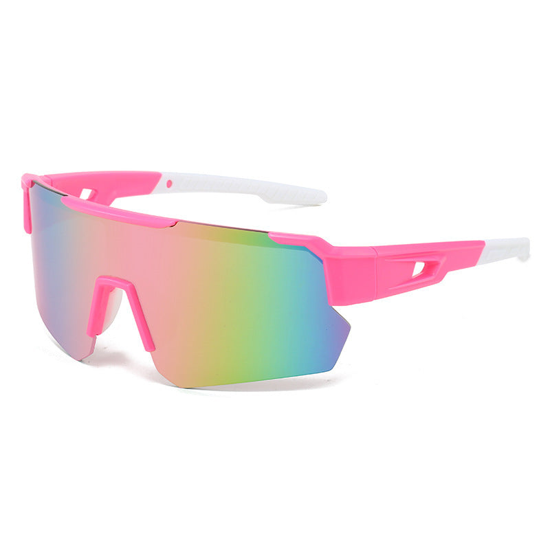 Pink Temples and Colorful Lenses Unisex Sport Cycling Sunglasses - Lightweight Wraparound Eyewear for Running & Outdoor Activities