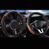 2-Pack (Type A + Type B) Brown And Black Sporty Carbon Fiber Leather Steering Wheel Cover - Universal 38cm Easy-Fit Elastic Grip