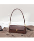Brown Elegant Vintage Baguette Shoulder Bag - Chic PU Leather Underarm Purse with Gold Clasp