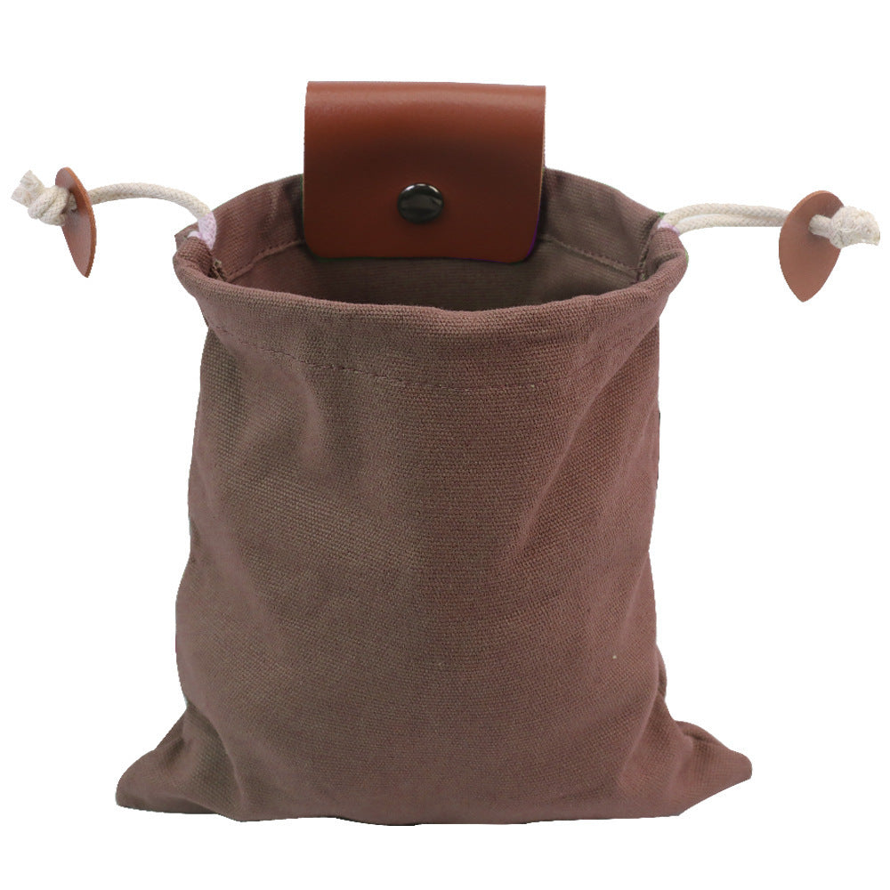 Coffee Collapsible Canvas Foraging Pouch - Hands-Free Belt Bag for Hiking & Camping Activities