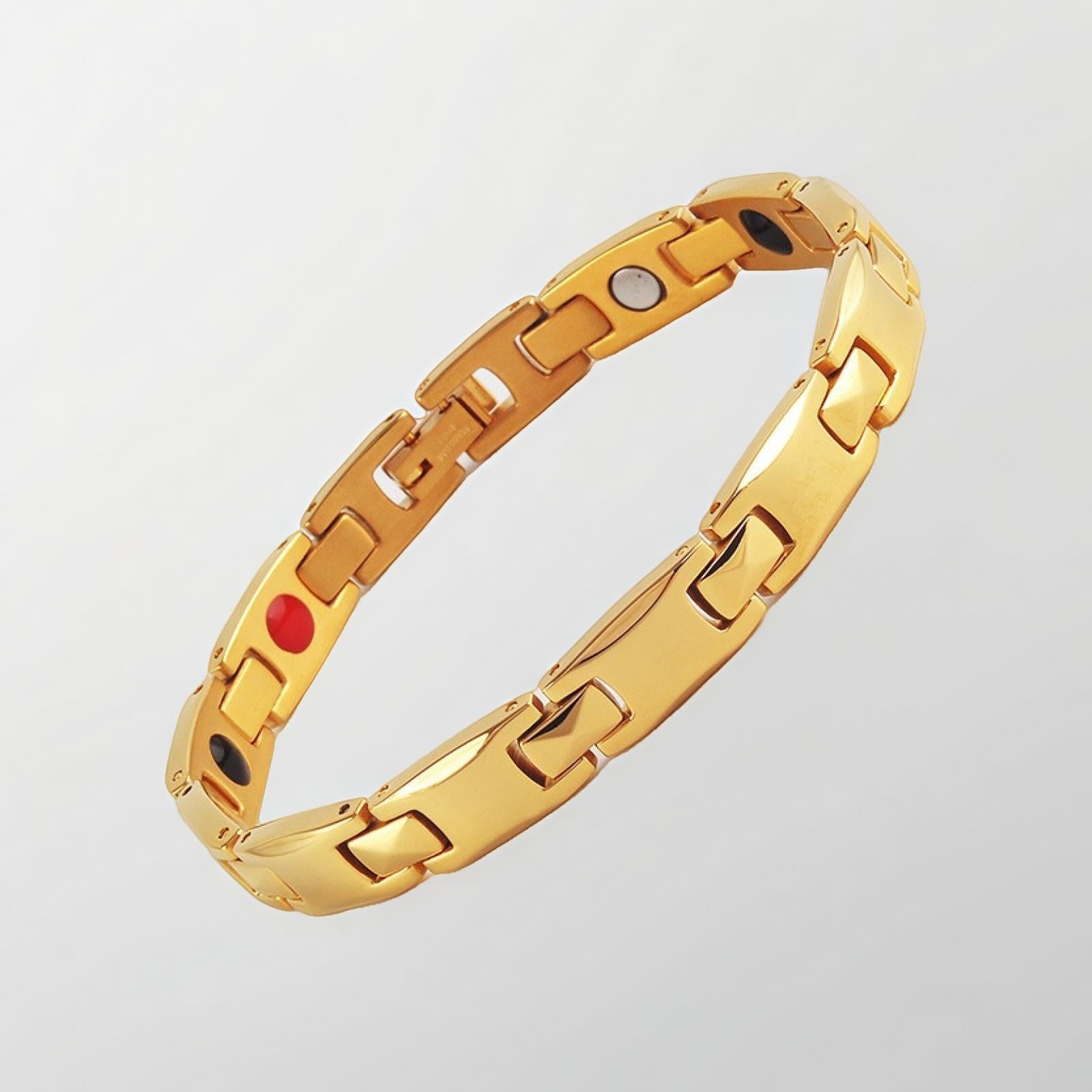 Gold Women's Titanium Steel Magnetic Bracelet with Negative Ions and Germanium Elements 