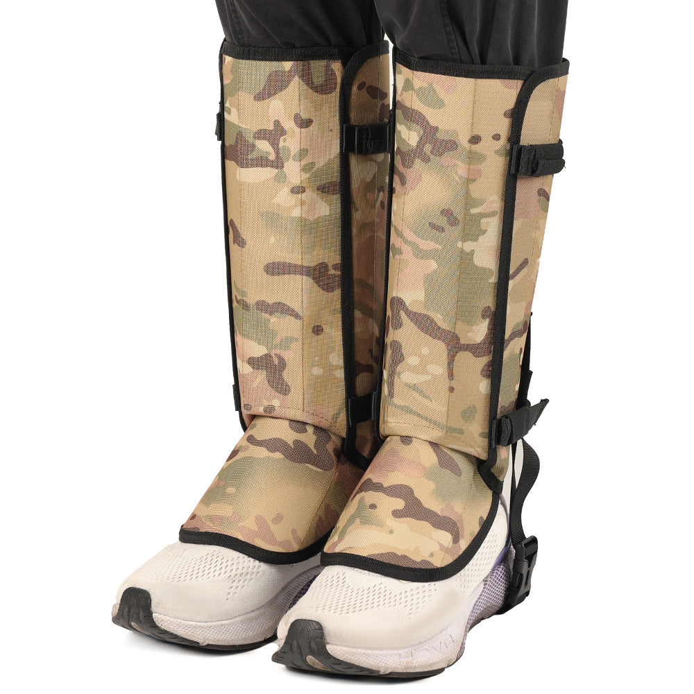 Camouflage khaki Outdoor Waterproof Leg Gaiters - Anti-Snake Bite & Scratch Protection Boot Covers - Breathable Nylon Oxford Leg Guards for Hiking Camping