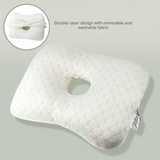 Light Gold Ergonomic Ear Pillow with Hole for Side Sleepers - Pressure Relief Cushion for Ear Pain, Piercings & CNH - Washable Cover