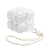 White Portable Magnetic Cube Pill Organiser - 8 Compartment Weekly Medicine Travel Case with Lanyard - Detachable Washable PP+PC Storage