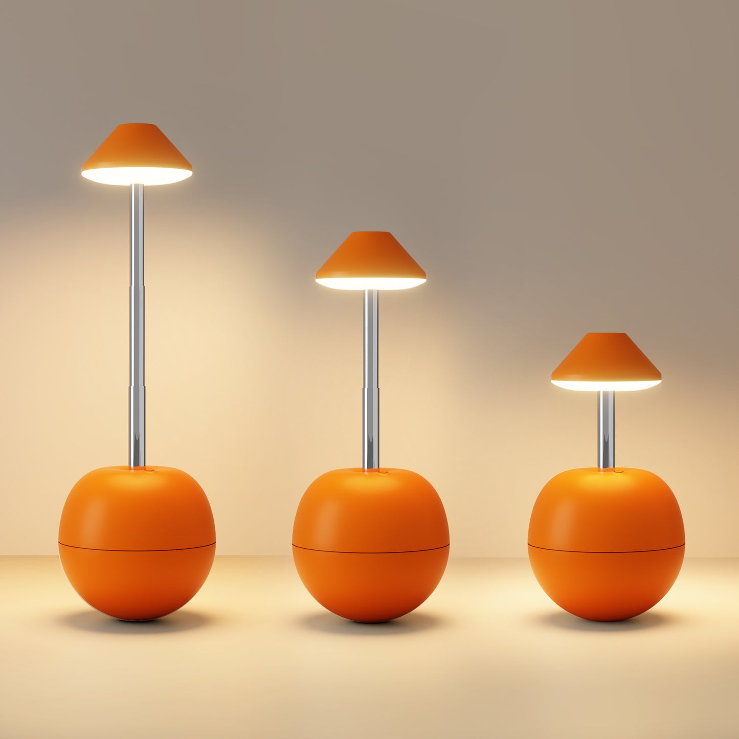 Orange Creative Tumbler LED Night Light - Rechargeable RGB Desk Lamp with Remote Control - Height Adjustable, Brightness Adjustable, Bedside Ambient Light