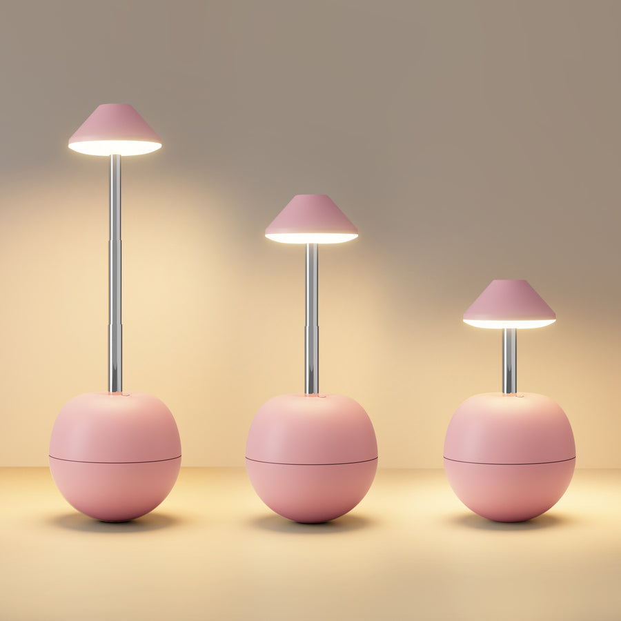 Pink Creative Tumbler LED Night Light - Rechargeable RGB Desk Lamp with Remote Control - Height Adjustable, Brightness Adjustable, Bedside Ambient Light
