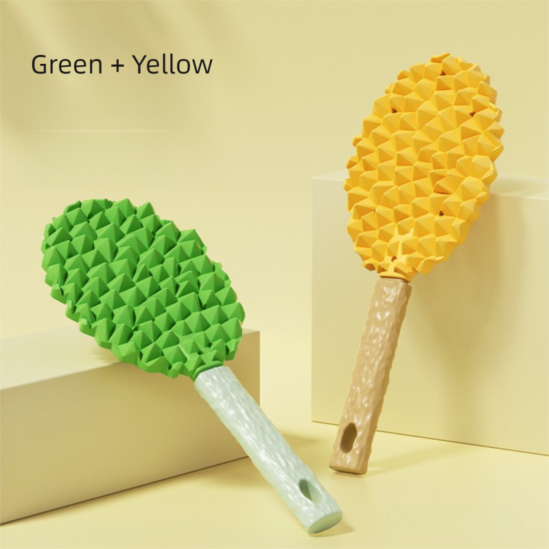 Green and Yellow Pet Durian Massage Comb 2-Pack - Cat Deshedding Brush with Dual-Sided TPR Design for Soft Skin and Fur Cleaning