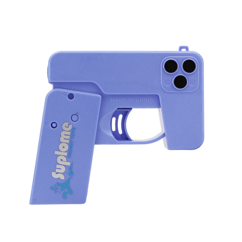 2 Pcs Blue Mini Foldable Phone Water Gun - Portable Dual-Nozzle Spray Toy for Summer Fun and Stress Relief