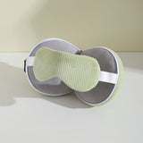 Green and Grey 3-in-1 Foldable Sleep Eye Mask with Neck Pillow - Compact Travel Pillow for Airplane, Office Naps and Restful Sleep
