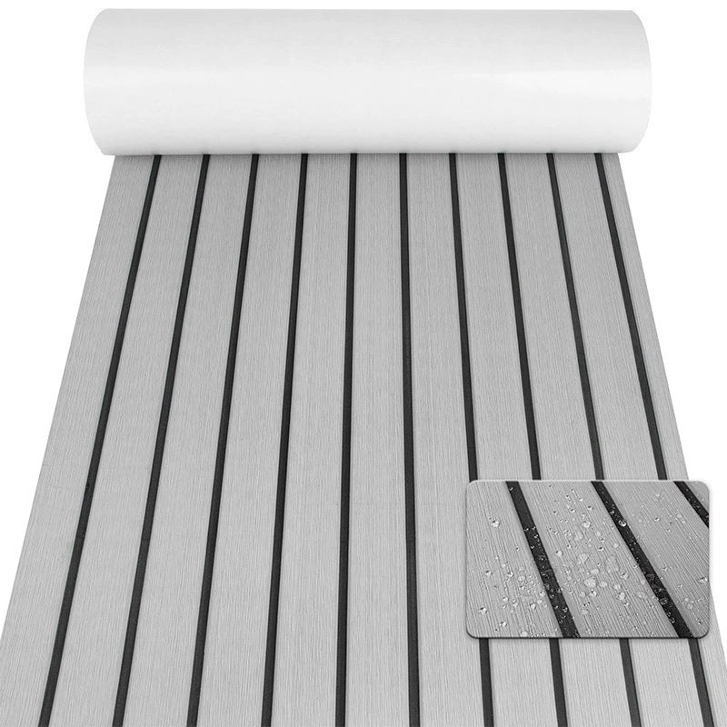 Grey Striped EVA Boat Deck Mat - Waterproof Non-Slip Flooring for Yacht, Boat, and Outdoor Use(2400x450x6mm)