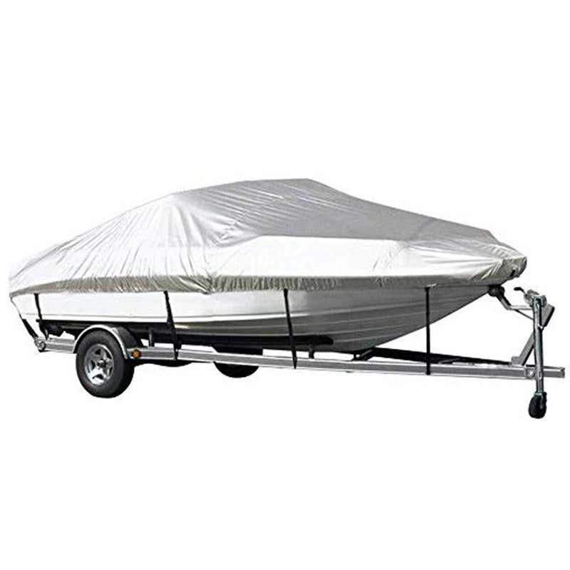 Grey Heavy Duty Waterproof Tarp Covers with Storage Bag, Fits V-Hull, Fish&Ski, Pro-Style, Fishing, Runabout, Bass Boats, 17-19FT(600cm*310cm)