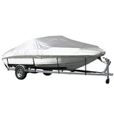 Grey Heavy Duty Waterproof Tarp Covers with Storage Bag, Fits V-Hull, Fish&Ski, Pro-Style, Fishing, Runabout, Bass Boats, 17-19FT(600cm*310cm)