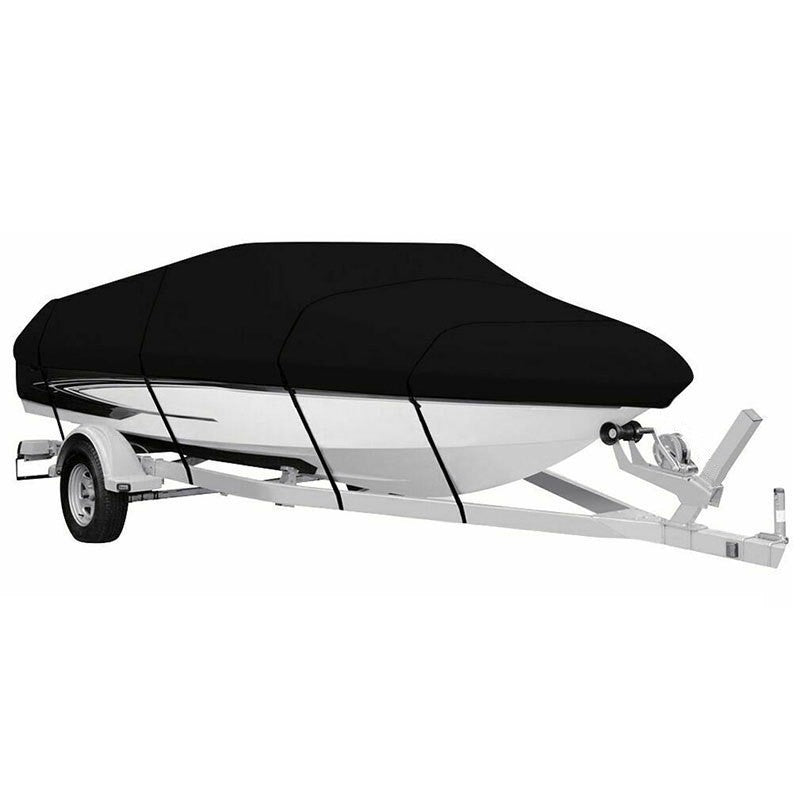Black Heavy Duty Waterproof Tarp Covers with Storage Bag, Fits V-Hull, Fish&Ski, Pro-Style, Fishing, Runabout, Bass Boats, 20-22FT(700cm*320cm)