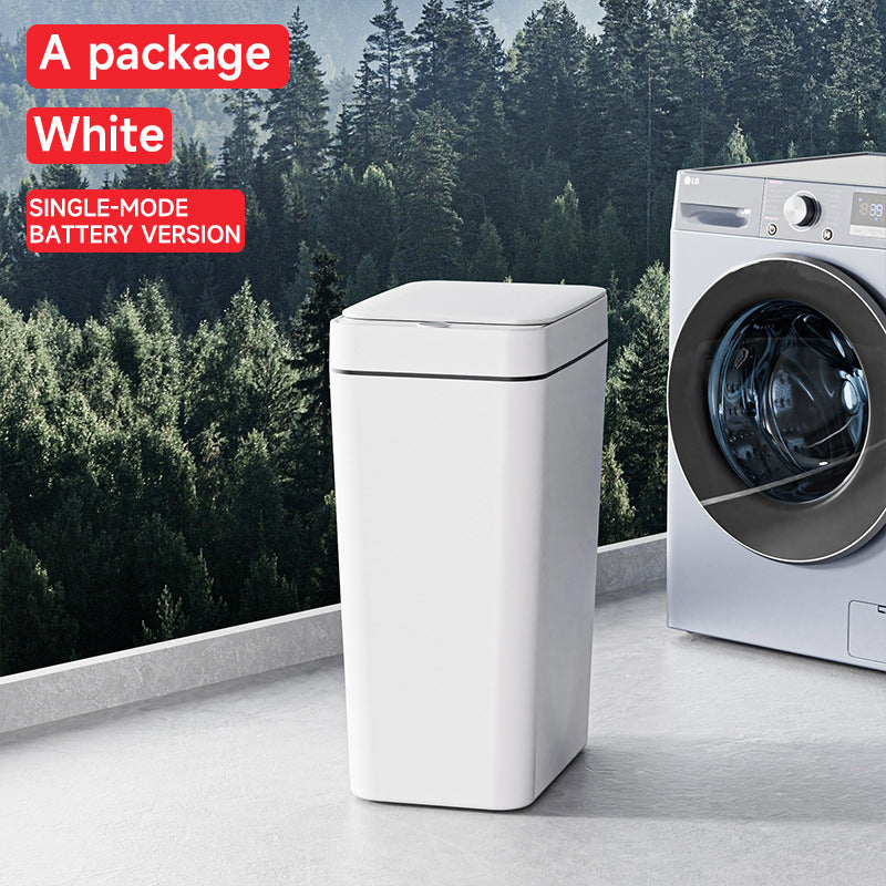 White Smart Sensor Trash Can – Slim, Durable, and Hands-Free Waste Bin for Kitchen, Bathroom, or Living Room