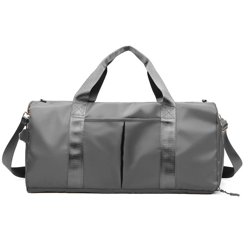 Grey Large Capacity Travel Duffel Bag – Wet & Dry Separation, Shoe Compartment, and Luggage Sleeve for Gym, Yoga, and Short Trips