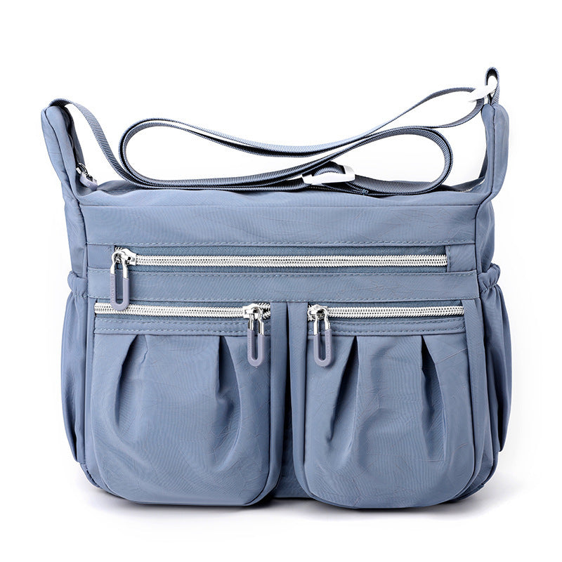 Blue Multi-Pocket Lightweight Nylon Crossbody Bag – Stylish, Functional, and Spacious Shoulder Bag for Women