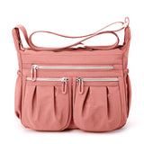 Pink Multi-Pocket Lightweight Nylon Crossbody Bag – Stylish, Functional, and Spacious Shoulder Bag for Women