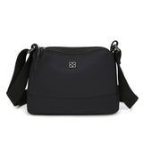 Black Lightweight Multi-Layer Crossbody Bag for Women – Compact, Water-Resistant Nylon Shoulder Bag with Adjustable Strap